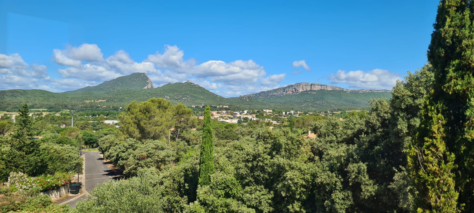 Vue sur le Pic Saint-Loup et les environs depuis Saint-Mathieu-de-Tréviers